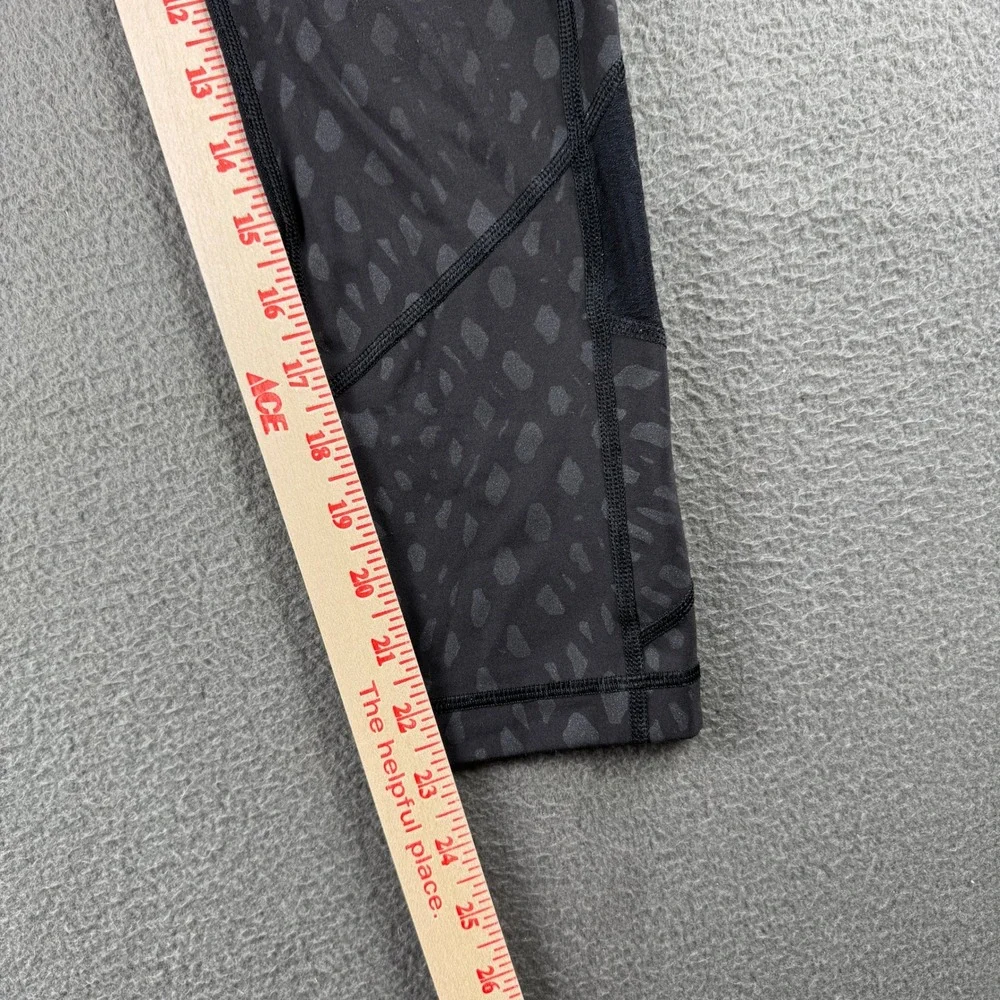 Lululemon‎ Leggings Women 4 Athletica Black Print Crop Yoga Run Hike Lounge